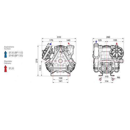картинка Насос мембранный Comet BP115 (110 л/мин; 20 бар) фото 3 картинка Насос мембранный Comet BP115 (110 л/мин; 20 бар) фото 3